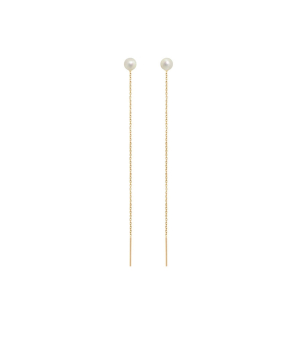 Boucles d'oreilles Claverin Long Simply or jaune perle blanche