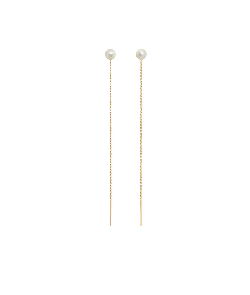 Boucles d'oreilles Claverin Long Simply or jaune perle blanche