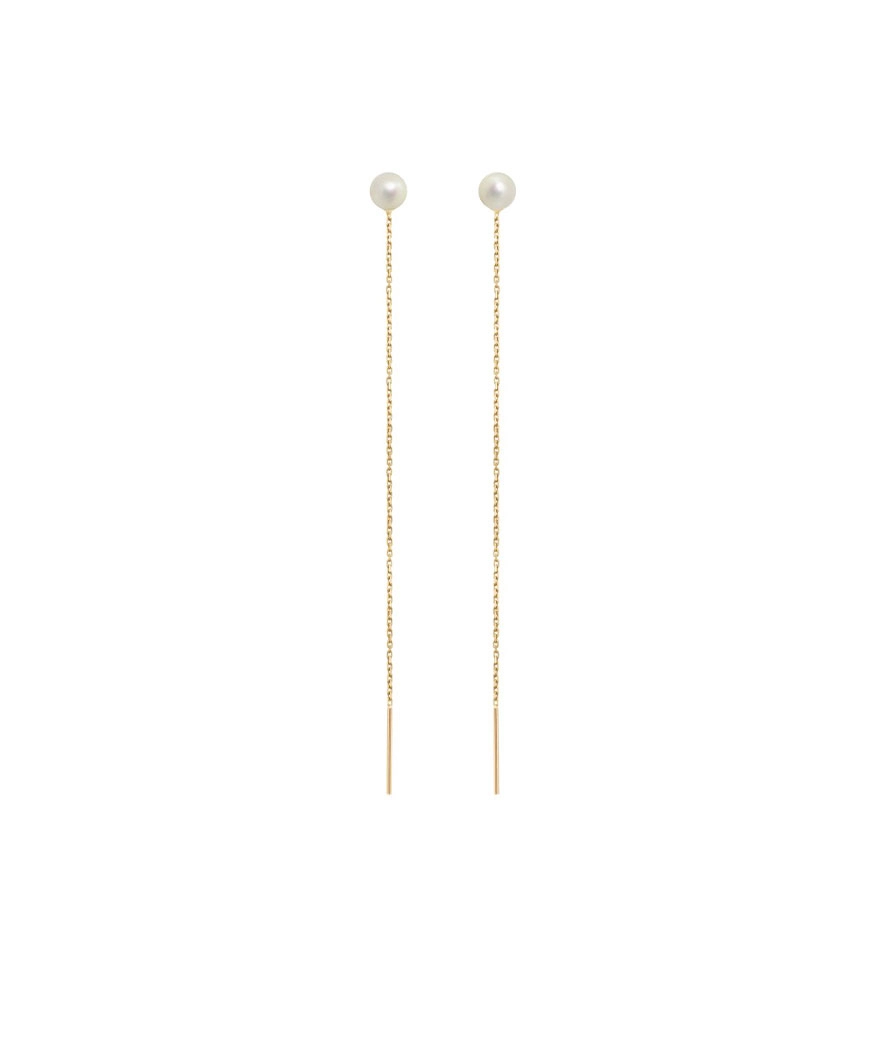 Boucles d'oreilles Claverin Long Simply or jaune perle blanche