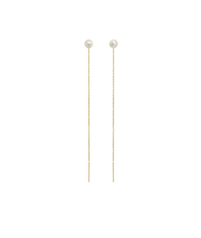 Boucles d'oreilles Claverin Long Simply or jaune perle blanche