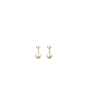 Boucles d'oreilles Claverin Le Jonc or jaune perles blanches