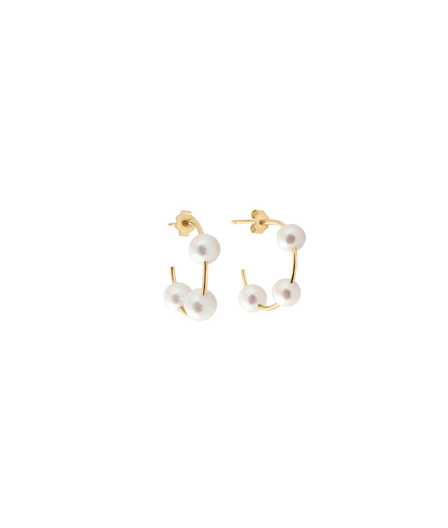 Boucles d'oreilles Claverin Bold Success or jaune perles blanches