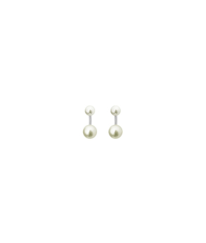 Boucles d'oreilles Claverin Le Jonc or blanc perles blanches