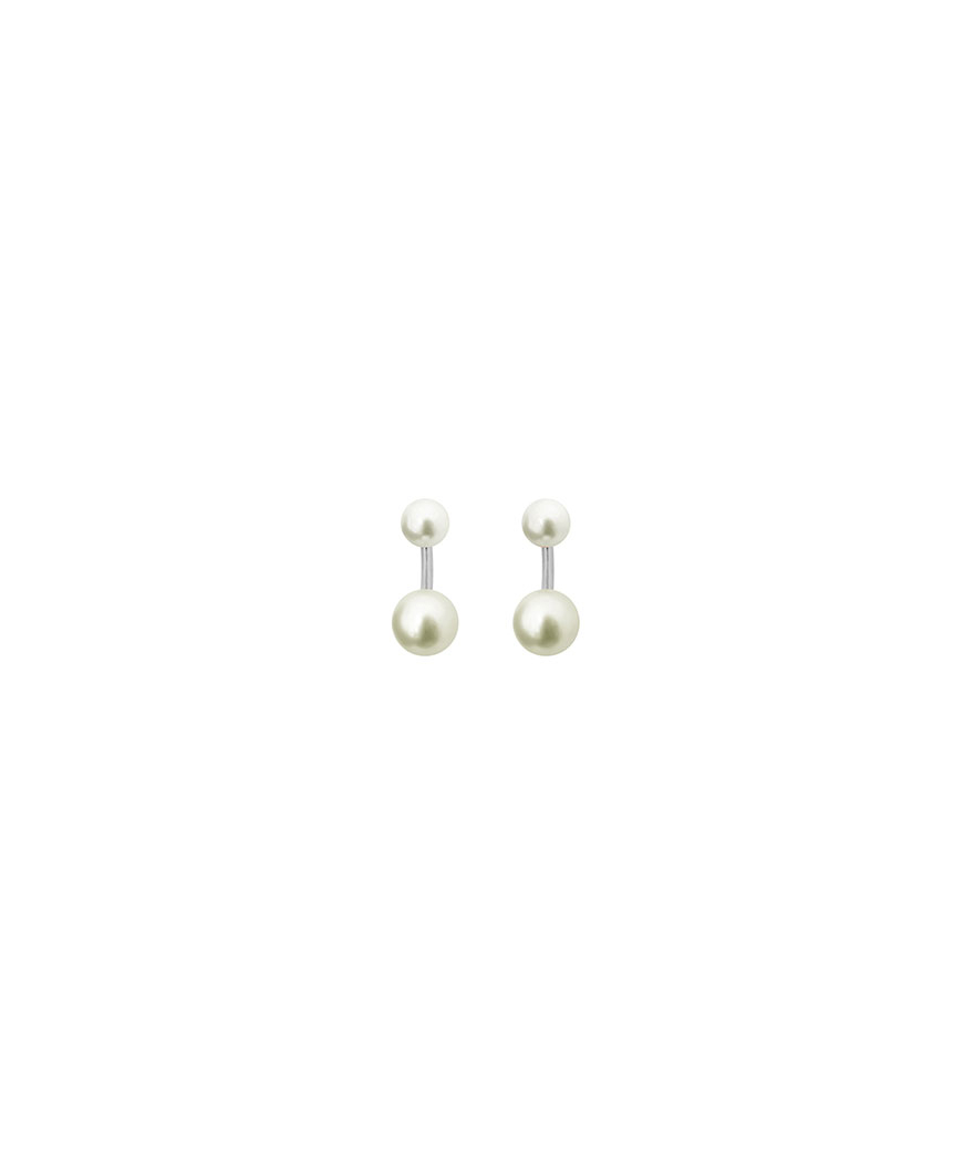 Boucles d'oreilles Claverin Le Jonc or blanc perles blanches