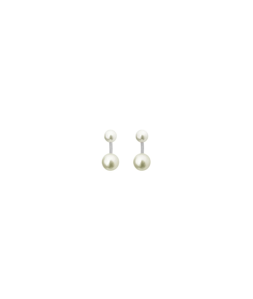 Boucles d'oreilles Claverin Le Jonc or blanc perles blanches