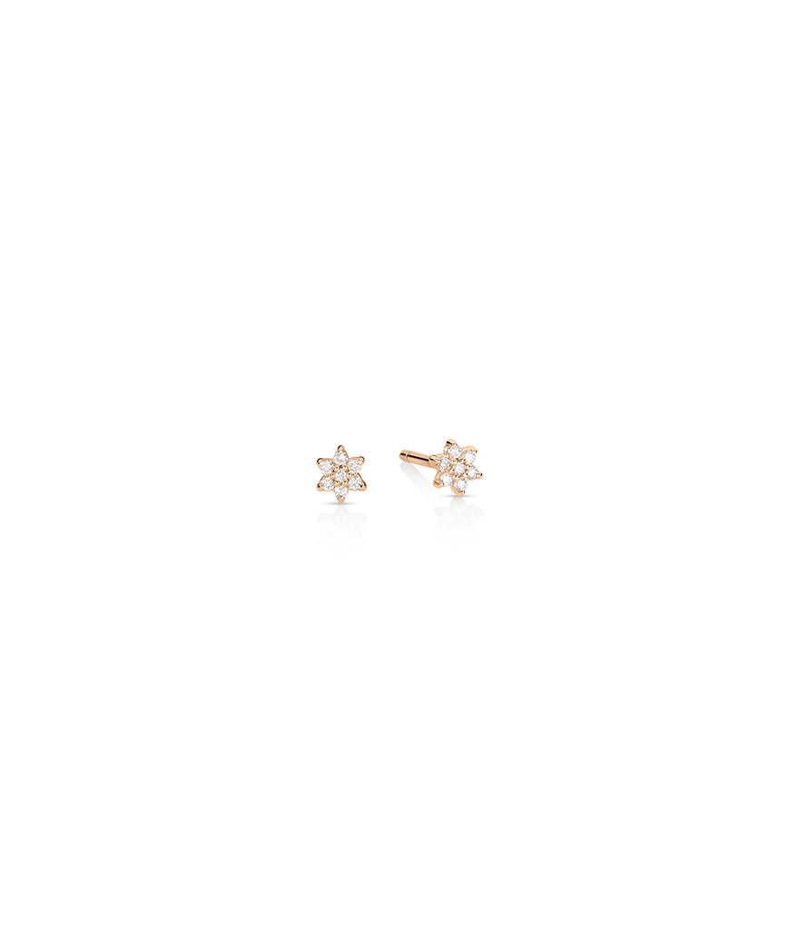 Boucles d'oreilles Ginette NY Mini Star or rose diamants