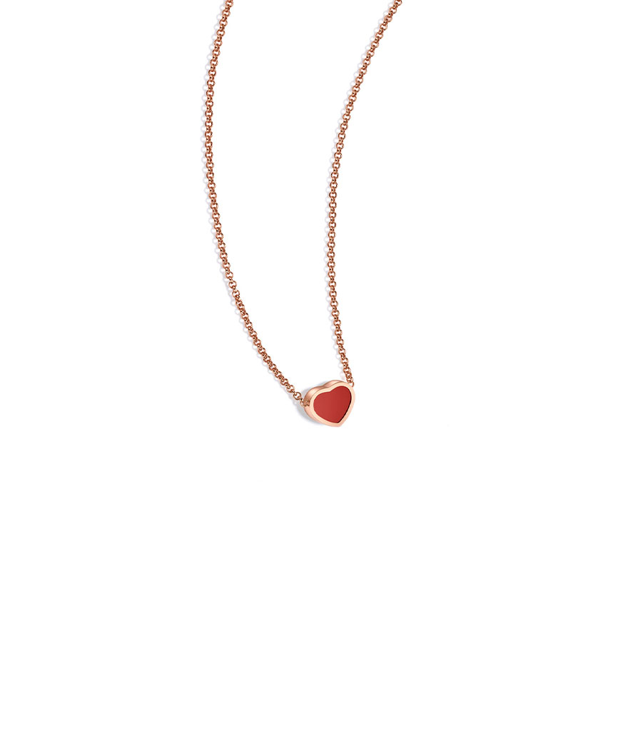 Collier Chopard My Happy Hearts or rose 1 cornaline
