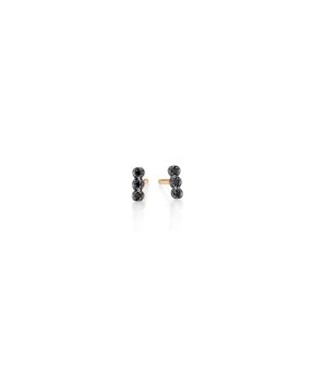 Boucles d'oreilles Ginette NY Strip or rose diamants noirs