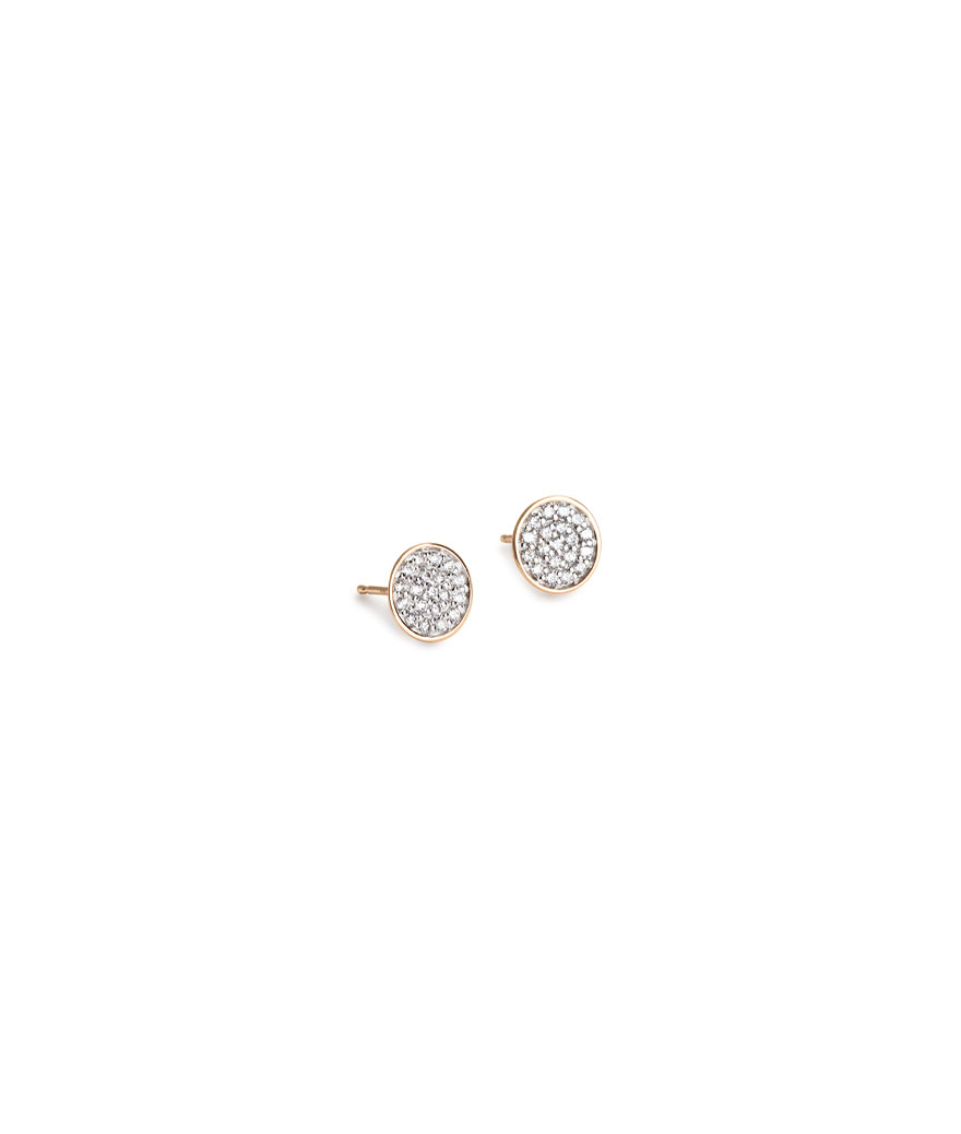 Boucles d'oreilles Ginette NY Sequin Round or rose diamants