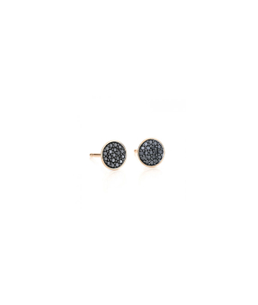 Boucles d'oreilles Ginette NY Sequin or rose diamants noirs