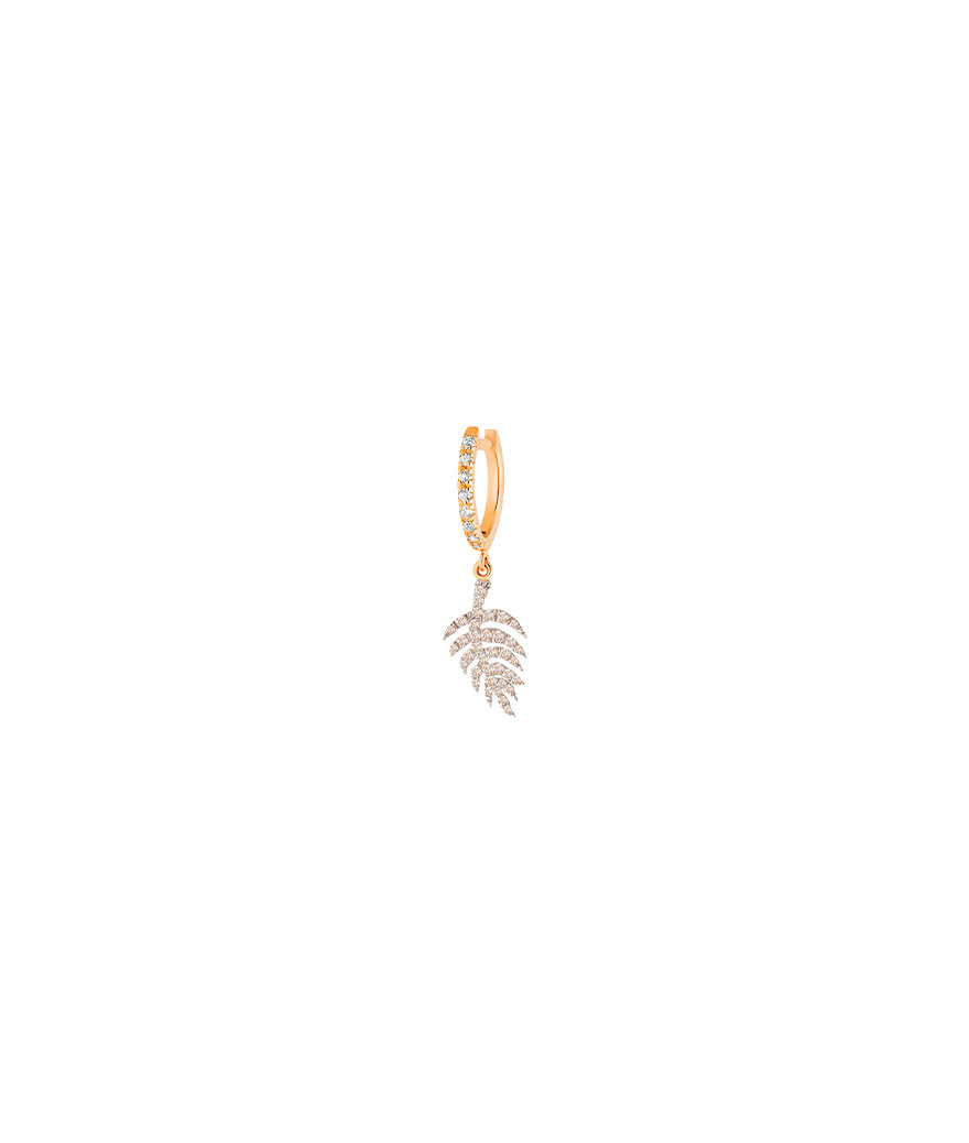 Boucle d'oreille Ginette NY Diamond Palms Hoop or rose et diamants