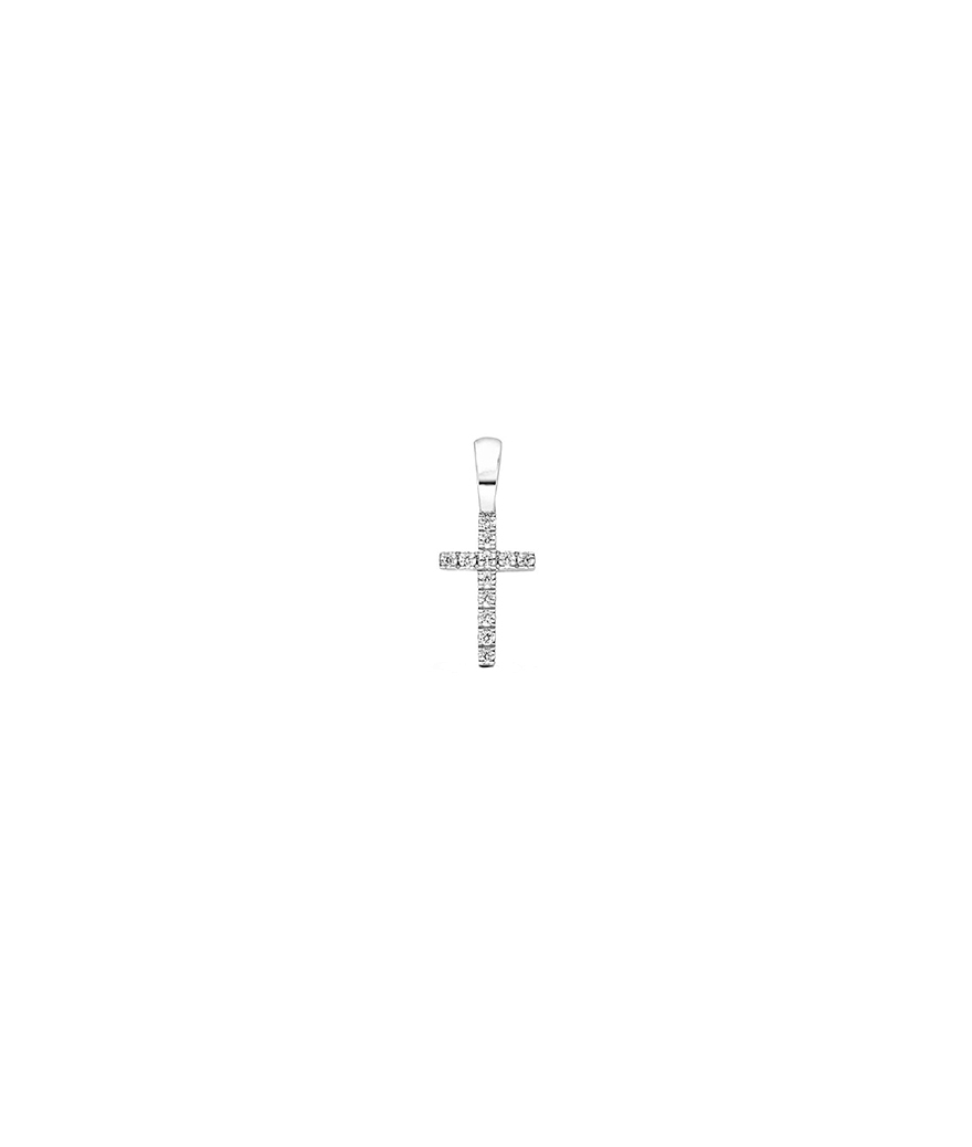 Pendentif Arthus Bertrand croix petit modèle or blanc diamant
