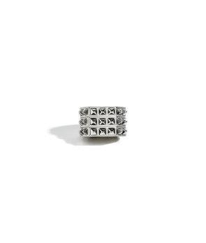 Bague Statement Rock Away picots 3 rangs argent