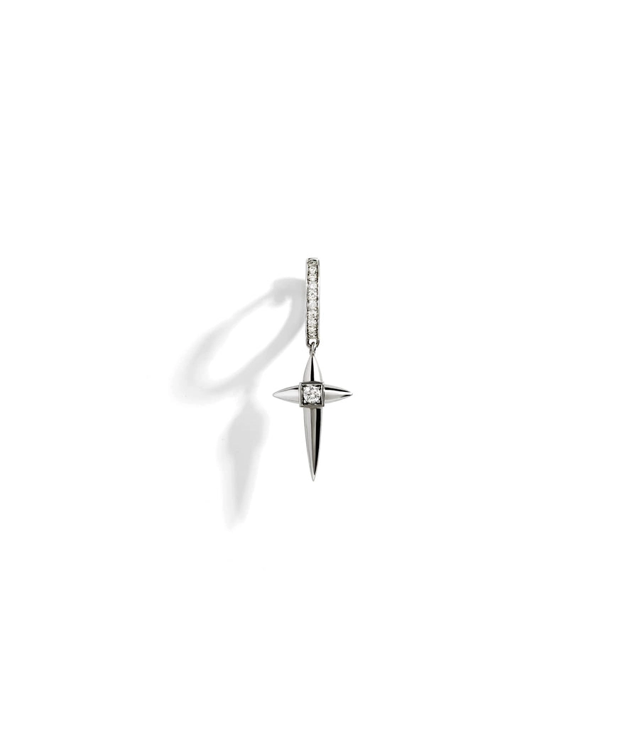 Créole Statement Mini Rock Away croix diamants et argent