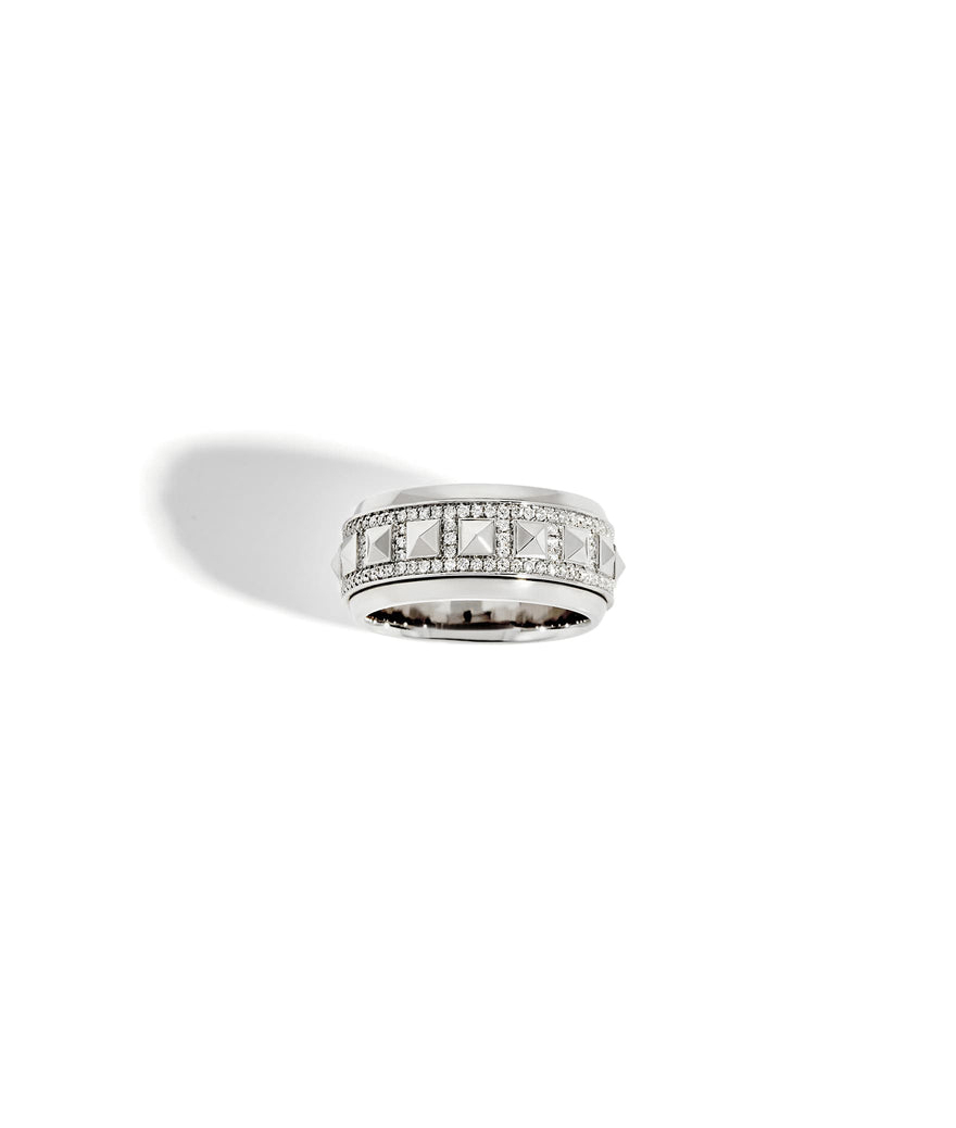 Bague Statement Rock Away spinner semi pavé et argent