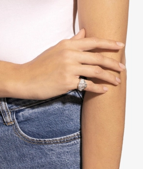 Bague Statement Rock Away Mini Pyramide argent diamants