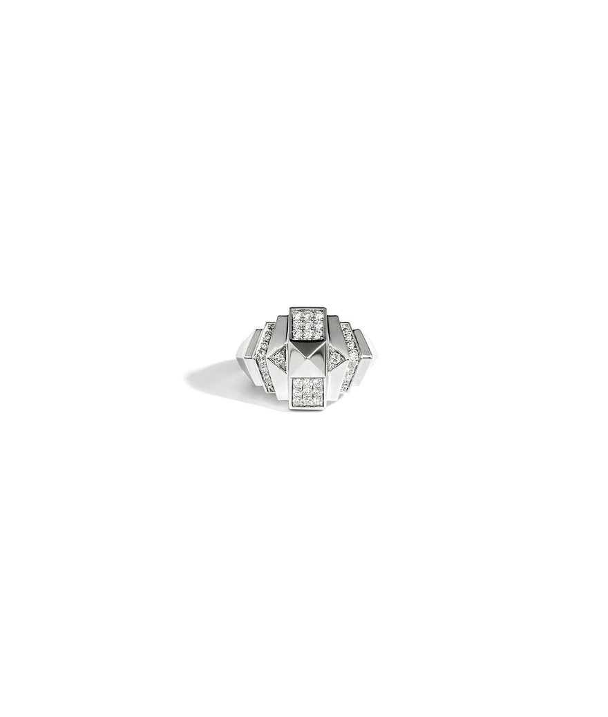 Bague Statement Rock Away Mini Pyamide semi pavée et argent