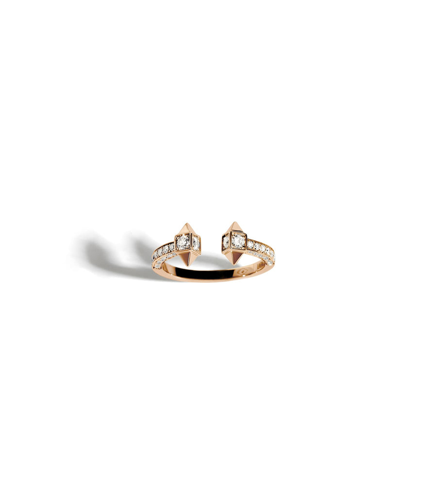 Bague Statement Rock Away ouverte diamants or rose