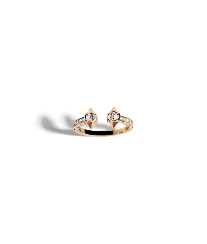 Bague Statement Rock Away ouverte diamants or rose