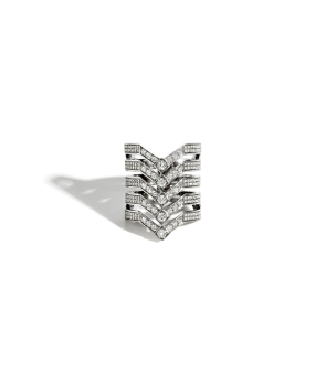 Bague Statement Stairway 5 rangs diamants et argent