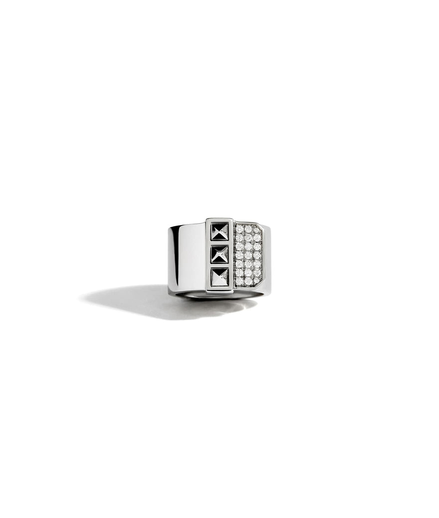 Bague Statement Pinky Rock Away 3 picots diamants argent