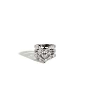 Bague Statement Stairway 3 rangs argent diamants