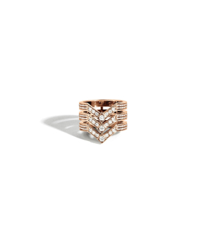 Bague Statement Stairway 3 rangs diamants or rose