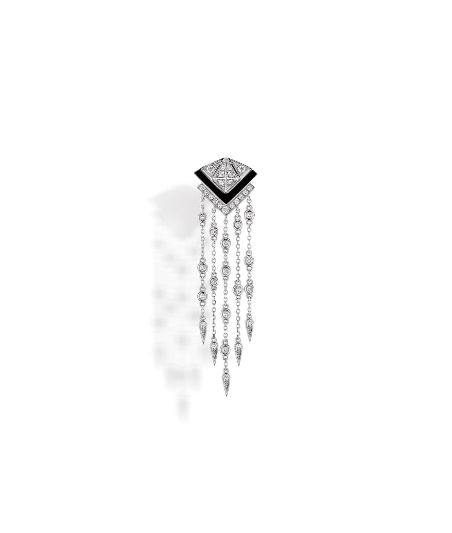 Boucle d'oreille Statement Skyway émail diamants et argent