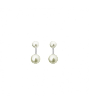 Boucles d'oreilles Claverin Le Jonc or blanc perles blanches