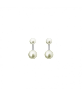 Boucles d'oreilles Claverin Le Jonc or blanc perles blanches