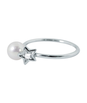 Bague Claverin Diamond Star or blanc perle blanche étoile diamant