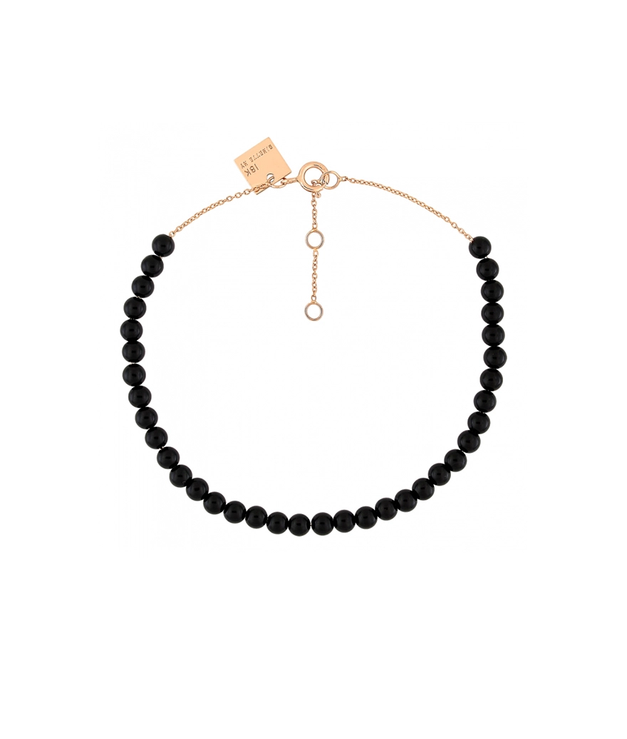Bracelet Ginette NY Maria Mini Bead or rose onyx