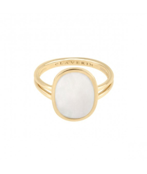 Bague Claverin Organic or jaune nacre blanche