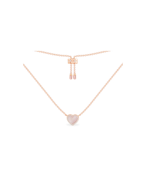 Collier APM Monaco Eternelle ajustable coeur nacre rose argent rose