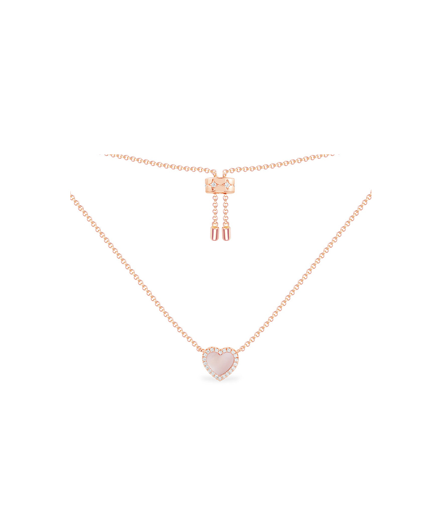 Collier APM Monaco Eternelle ajustable coeur nacre rose argent rose