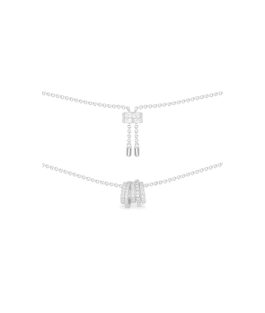 Collier APM Monaco Croisette ajustable anneaux blancs argent