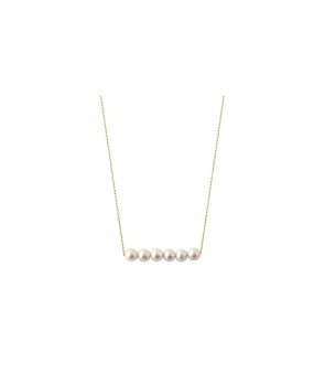 Collier Claverin Pearl Bar or jaune perles blanches