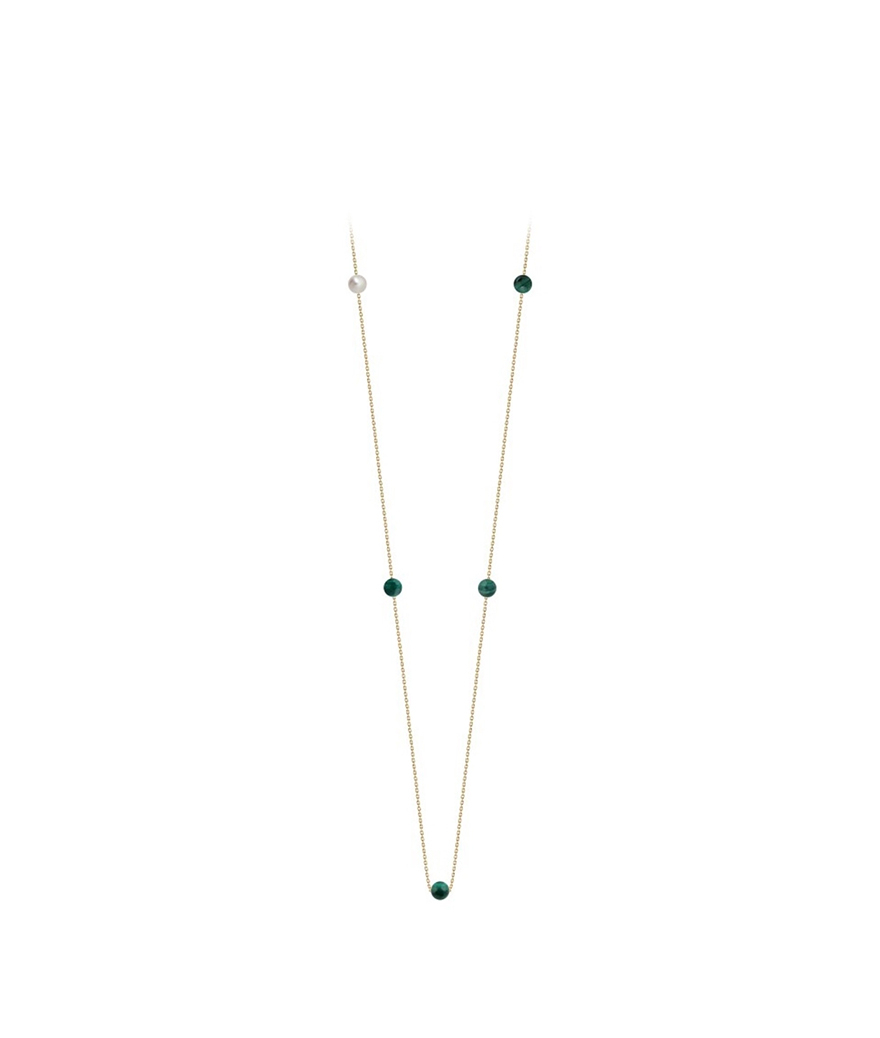 Collier Claverin Hope Five or jaune perles malachites et blanche