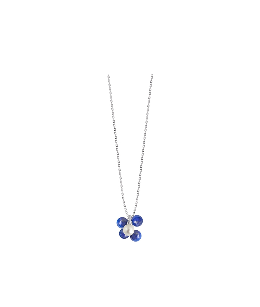 Collier Claverin Bouquet Of Pearls or blanc perles lapis lazuli et blanche