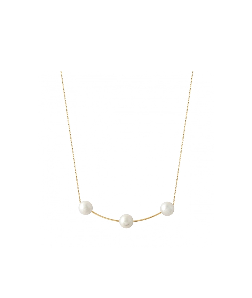 Collier Claverin Bold Success or jaune perles blanches