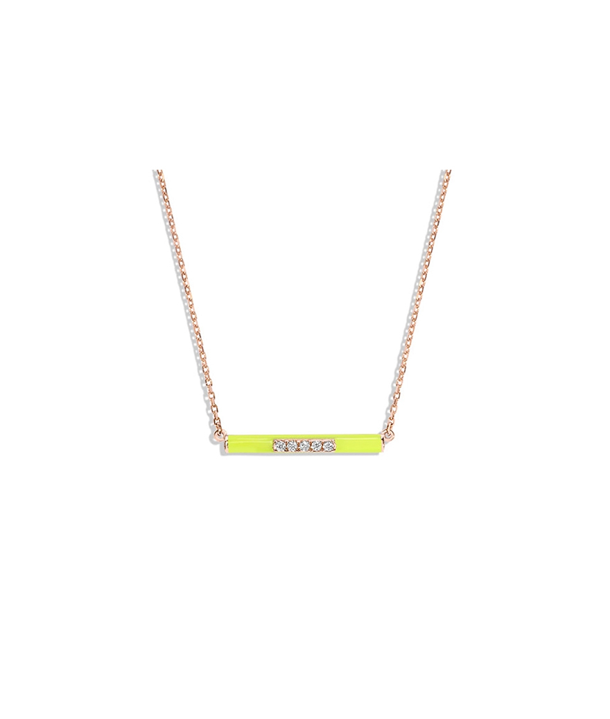 Collier Djula émail jaune or rose diamants