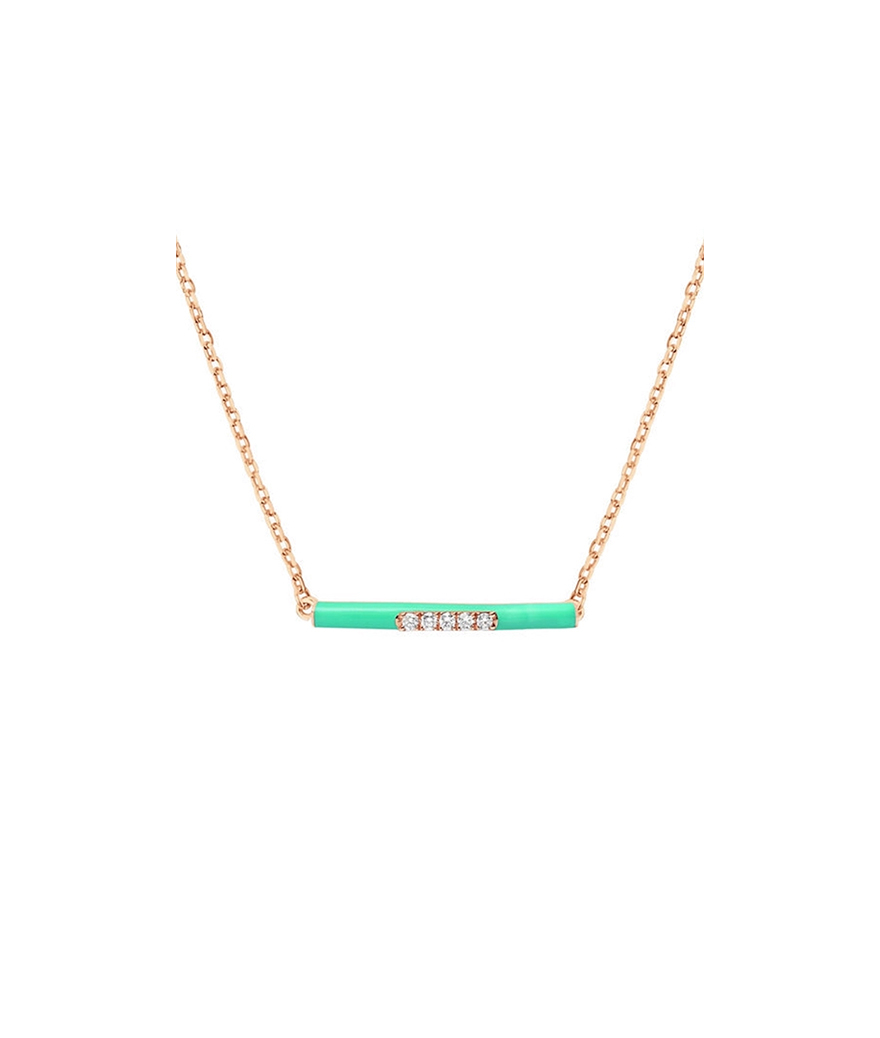 Collier Djula émail vert or rose diamants