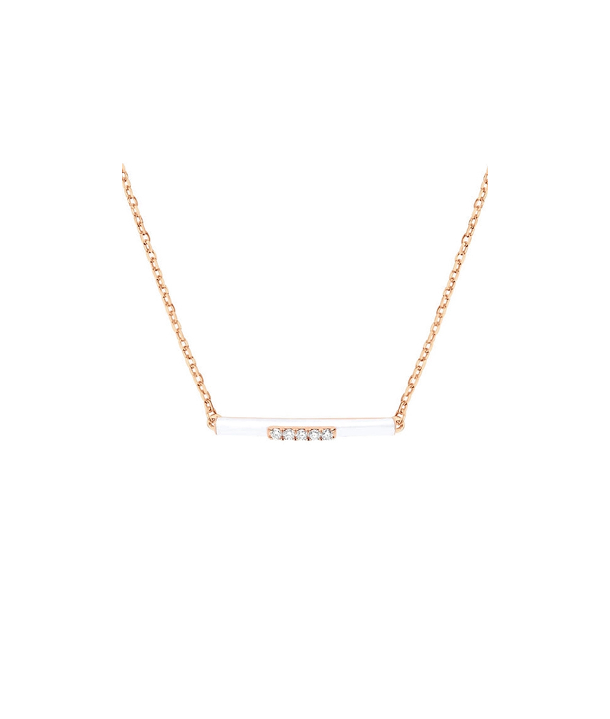 Collier Djula émail blanc or rose diamants