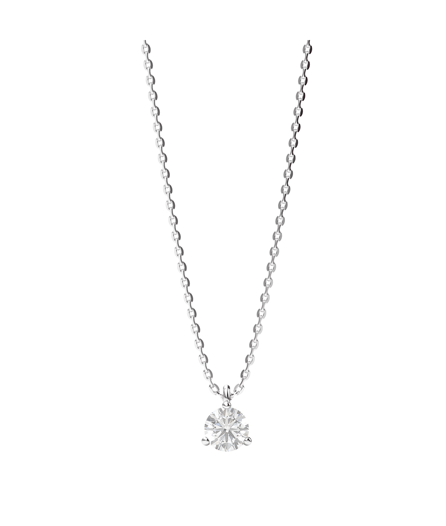 Collier solitaire Mademoiselle Frojo or blanc diamant 0.20ct