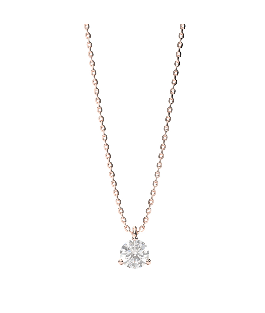 Collier solitaire Mademoiselle Frojo or rose diamant 0.30ct