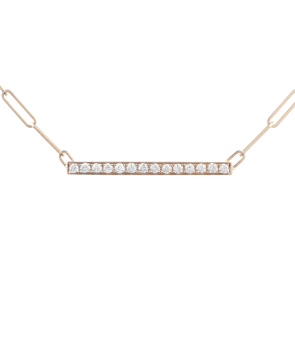 Collier Mademoiselle Frojo barette diamants chaîne mailles rectangulaires