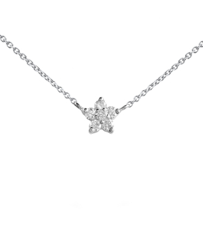 Collier Mademoiselle Frojo or blanc pendentif étoile pavée diamant