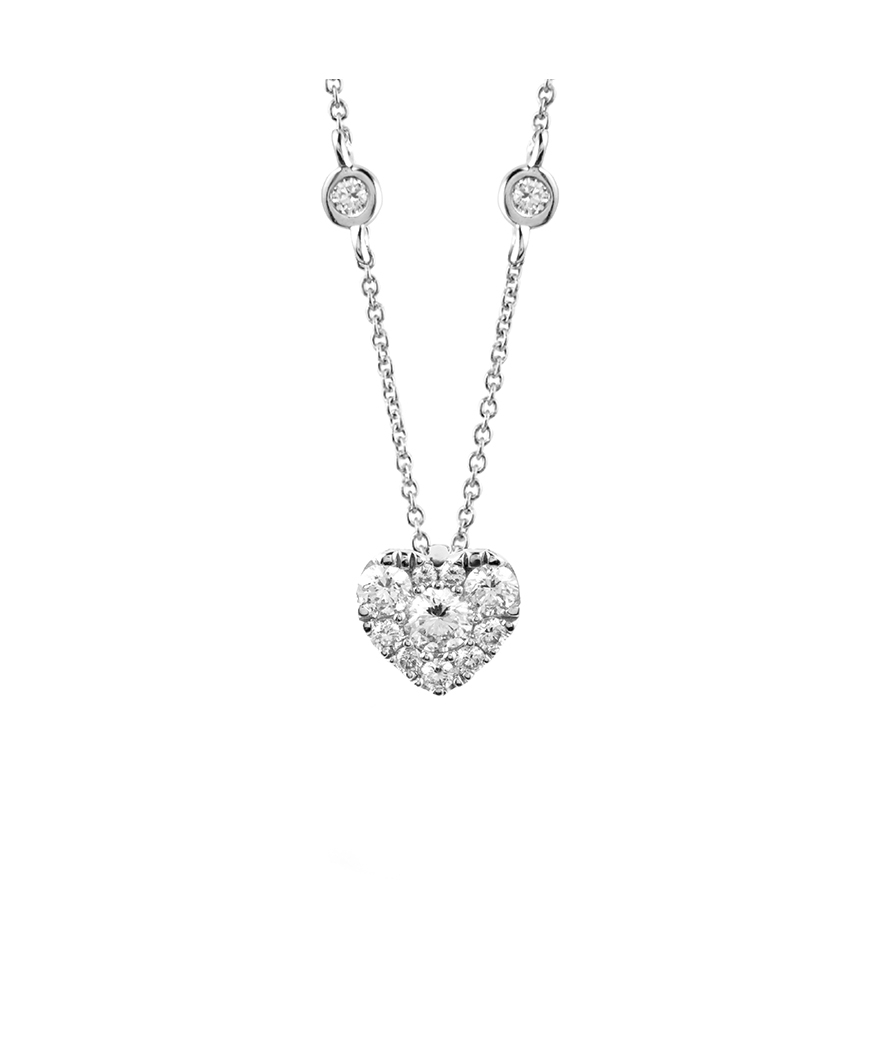 Collier Mademoiselle Frojo or blanc cœur diamants