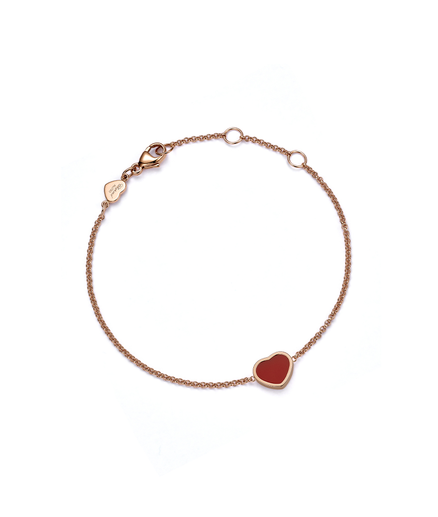 Bracelet Chopard My Happy Hearts or rose et cornaline