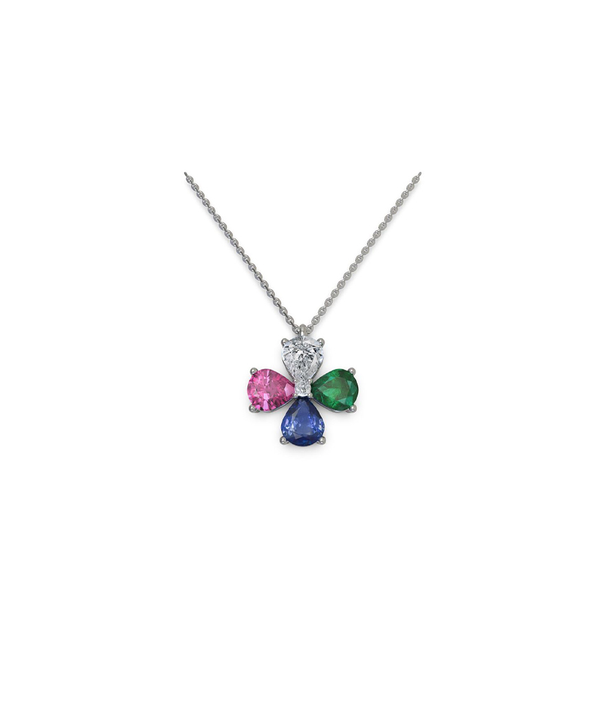 Collier Mademoiselle Frojo or blanc et pierres semi-précieuses
